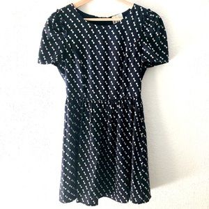Anthropologie Alice Moon Navy Blue Dress with Pink and Blue Bow Print